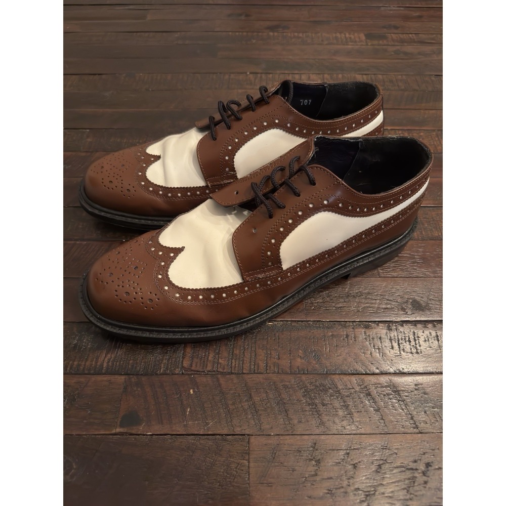 Brentano‎ Spectator Leather Two-Tone Wingtip Tuxedo Shoes Oak/White | Size 13 W